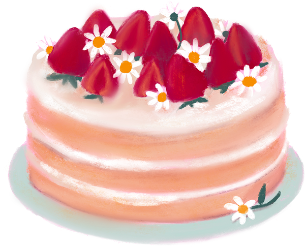 Dreamy Painterly Strawberry Cake